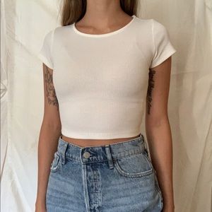 White ripped crop top